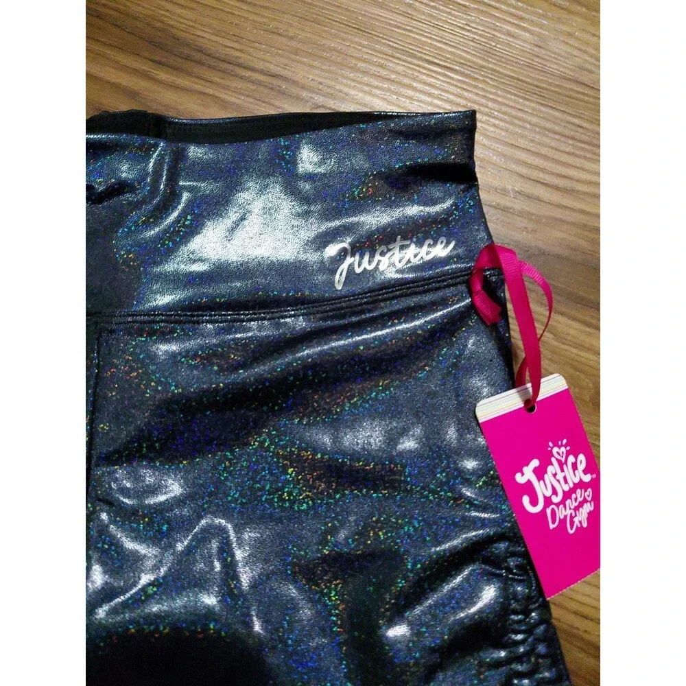 Justice girls XL(16/18) iridescent dance & gym shorts metallic black nwt